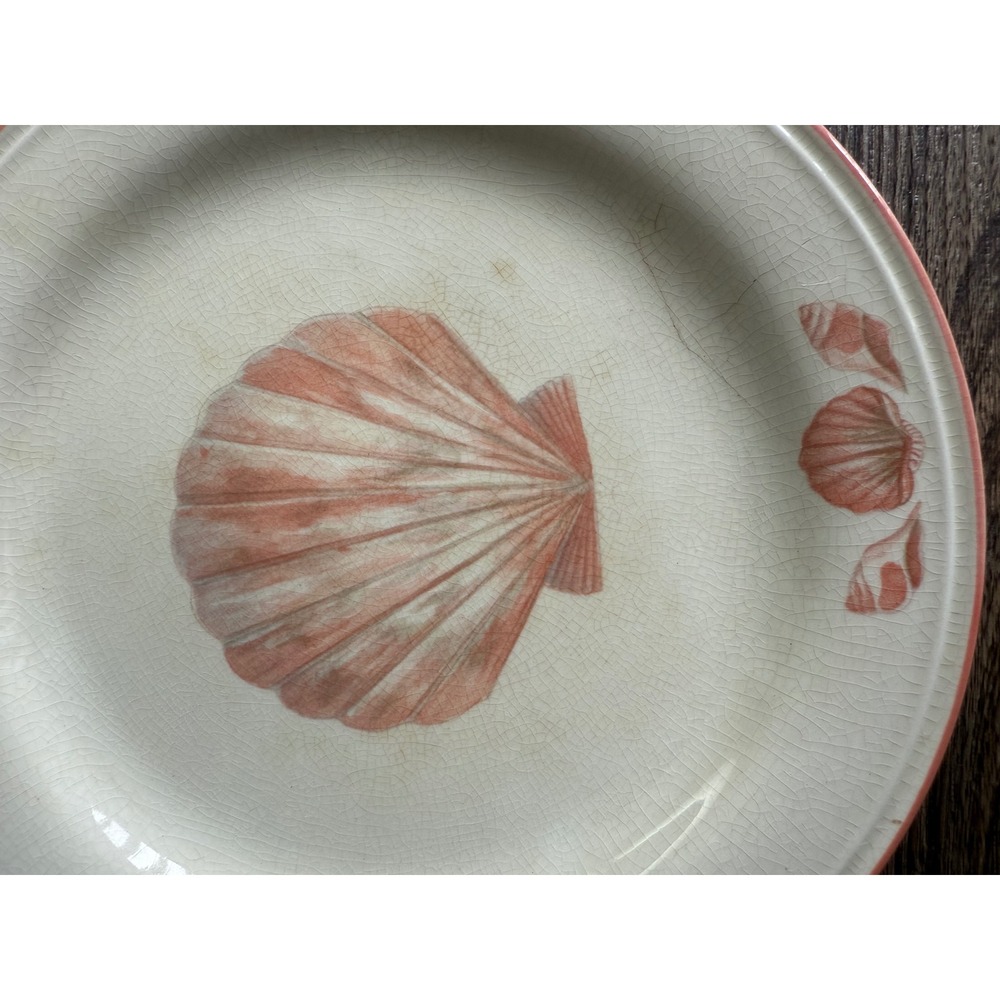 SangoStone Coquille 3664 Tea Cup Saucer Set Pink Footed Cup Coastal Stoneware - Picture 3 of 5